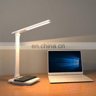 Morden Portable USB Rechargeable Wired Wireless Charger Led Desk Table Lamp Light With Usb Charging For Home Office