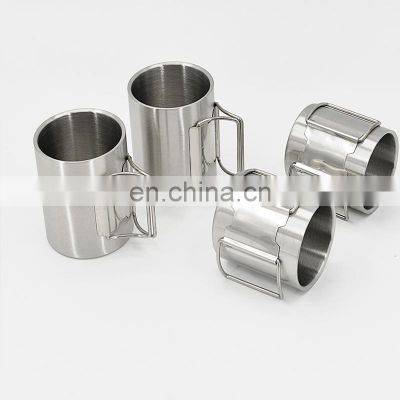 Reusable Portable Drinking Custom Logo Heat Preservation Beer Coffee Handle Metal Cups Stainless Steel