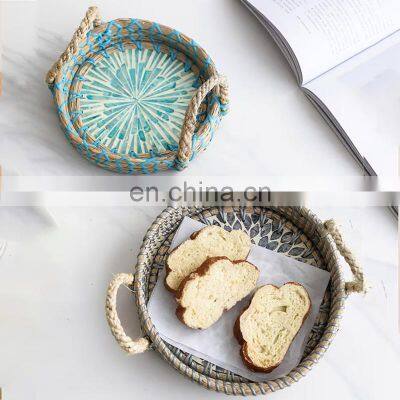 Excellent quality Seagrass Serving Tray With Mother Of Pearl Fruit Basket Vietnam Supplier
