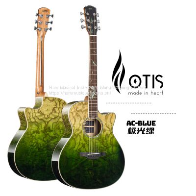 OTIS green colour light 41 inch solid top wood acoustic guitar