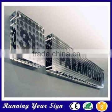 Custom Made Paramount Number Transparent Acrylic Wall Signs