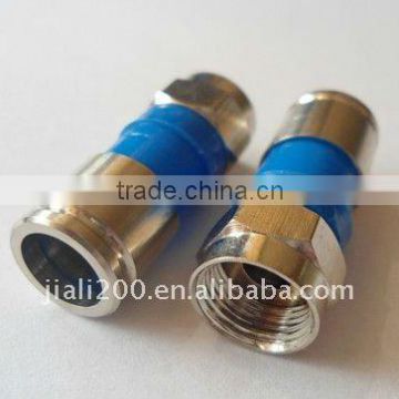 F Male Shielded RG6 Compression Connector, Blue