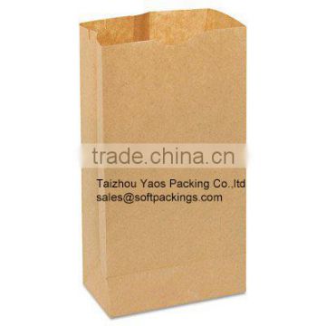receclable latest design paper bag, natural kraft paper flat bottom bag, manufacturers cheap take away fast food paper bag