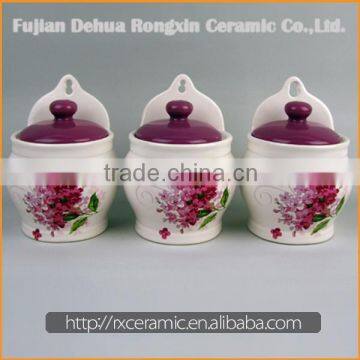 China Supplier Hot Sale Low Price Ceramic round condiment container set