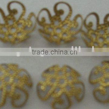Flat brass gold flower bead caps for necklace