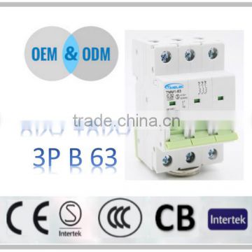 Low prices electric 63amp 3 poles MCB mini circuit breaker