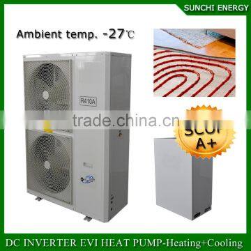 EVI tech.-25C winter 80~120sq meter 12kw/19kw high COP auto-defrost condensor split heat pump heating system for hotel rooms