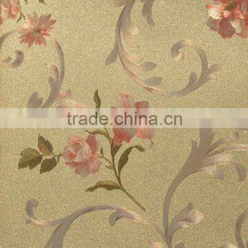Colorful flower pattern glitter wallpaper aluminum foil wallpaper