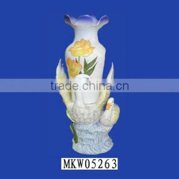 Promotional handmade porcelain swan vase