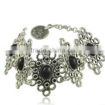 Black resin charms bracelet lastest design chain bracelet with big hollow charms