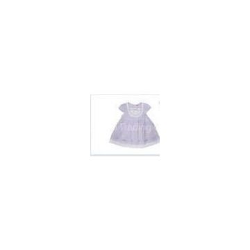 Light Purple Stripe Short Cap Sleeve Cotton Round neck Infant baby Girl Dress coats Skirts