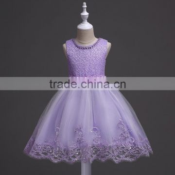 Most beautiful children girls model dresses deisgn knee length dress with necklace