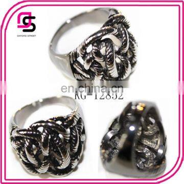 2014 fashion stainless steel textured rings handcuff ring