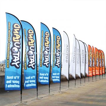 Free Design Custom Advertising Feather Flying Windchasers Flags With Ground Spike