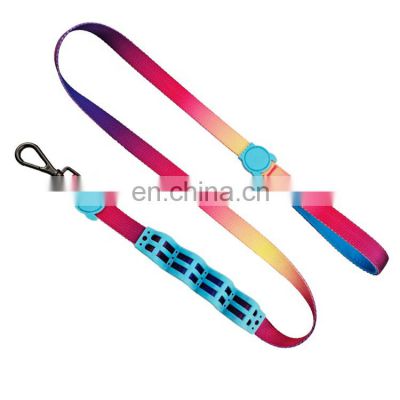 factory price low MOQ secure gradient color buffered dog leash dog safe anti chock  leash handle leash