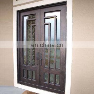 outside house decorative modern metal thermal break profile anti insect screen exterior double swing wrought iron front doors