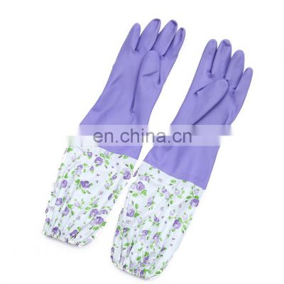 Wholesale Add Cotton Long Sleeve Rubber Latex Household Silicone Hand Dishwashing Cleaning Kitchen Gloves