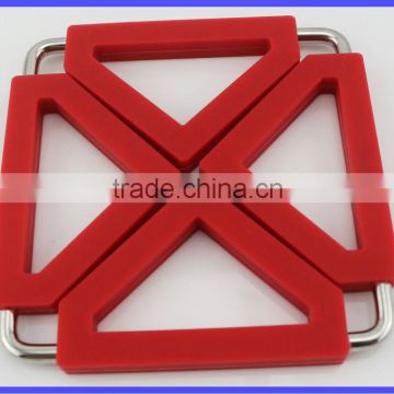New Fashion Design Silicone Stainless Steel Silicone Folding Trivet