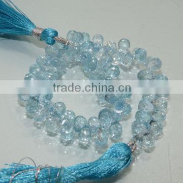 100% Natural Blue Topaz faceted Drops Briolette 9.5X5.5MM Approx 8''Inch AAA++ On WholeSale Price.