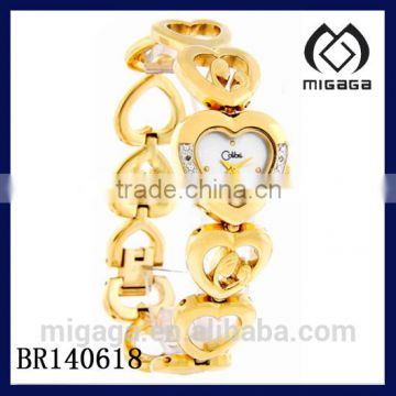 2015 yellow gold plating bracelet quartz watch*24k gold plating bracelet watch for women