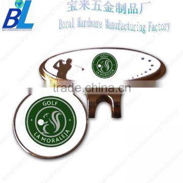 Silkscreen oval golf hat clip with magnetic ball marker