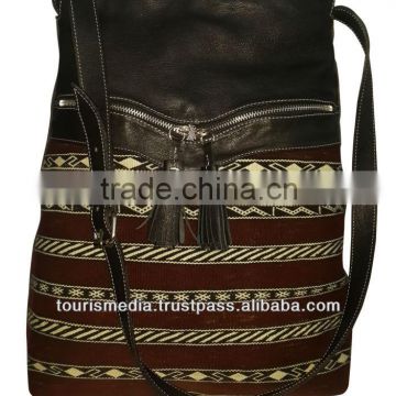 Wholesale handmade Moroccan kilim tote bags genuine leather handwoven kilim handbag ref09