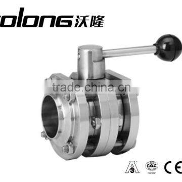 sanitary stainless steel 3PC manual flange butterfly valve