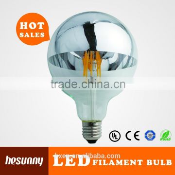 LED half chrome silver mirror head dimmable 8W G125 filament led