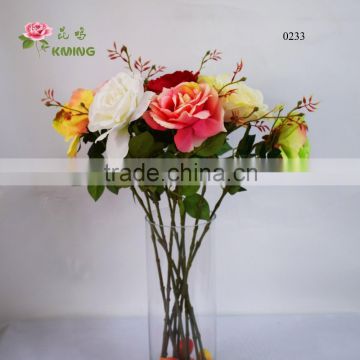 European style elagent single stem big rose flower artificial flower wholesale