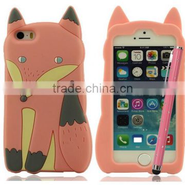 Cute Fox silicone phone case for huawei,3D animal silicone phone case for huawei,colorful &safety silicone phone case for huawei