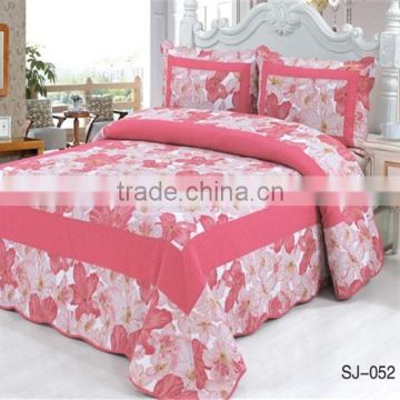 3-Piece Coverlet and Shams Set King Quilts And Bedspreads Cotton Pink Flroal Printing