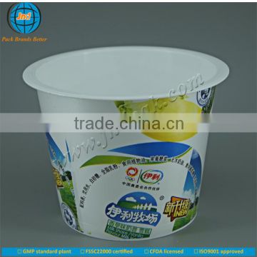 Offset printing plastic cheese cup come with brand logo with FSSC 22000 certified by GMP standard plant