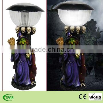 New style polyresin witch solar light Halloween decoration
