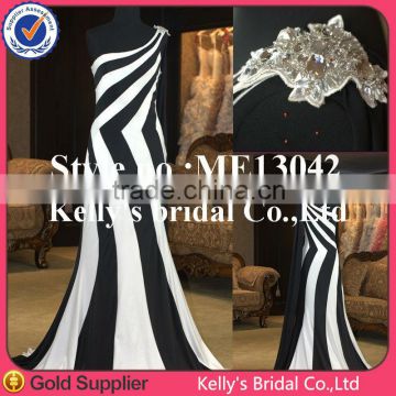 New fashion one-shoulder vertical stripes dress bridesmaid dress