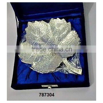 Silver Plated Brass Dry Fruit Leaf Plate