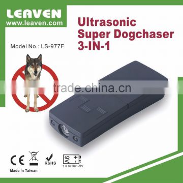 Battery powered portable ultrasonic dog trainer repeller chaser