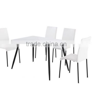 MDF colorful top and round tube frame dining table DT028
