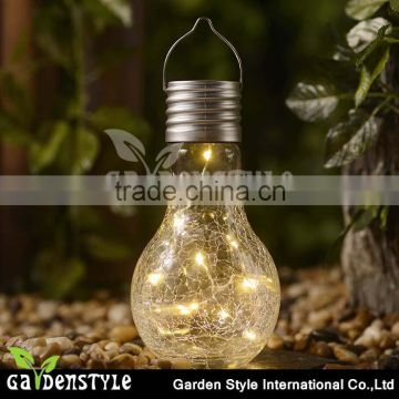 Crack Glass Bulb Design Warm White sun jar solar led hanging solar light