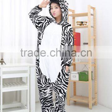 flannel cartoon adult animal jumpsuit animal pajamas jumpsuit zebra design