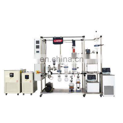 Multi stage molecular distiller glass wiped film distillaiton unit