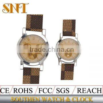 leather band branded couple watches