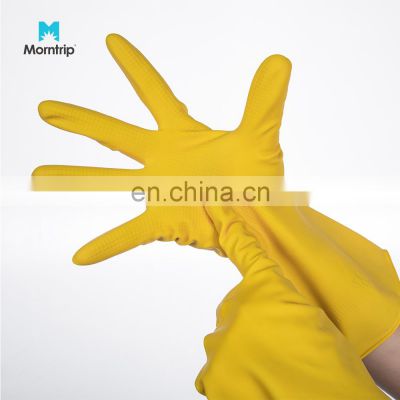 Hot Selling Yellow Reusable Durable Kitchen House Cleaning Rubber Latex Cleaning Room Dish Washing Gloves For Clean