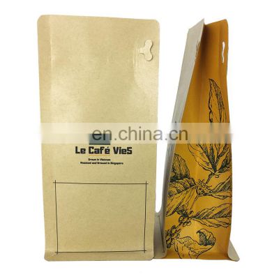 Kraft paper bag recyclable stand up craft food pouch zip lock snack food packaging bag with window