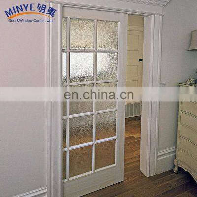 LOW TRACK GRID DESIGN SLIDING TRANSPARENT GLASS DOOR FOR STUDY