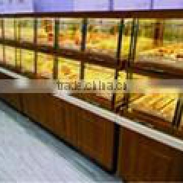 Vertical bakery glass display showcase