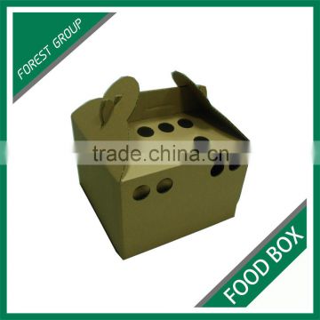 NEW STYLE BROWN PLAIN CORRUGATED FOOD DELIVERY CARTON BOX WITH HANDLES