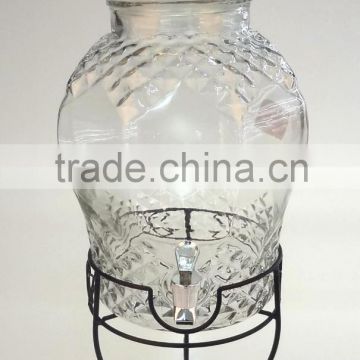 Clear glass wine pot with faucets (CCP840)