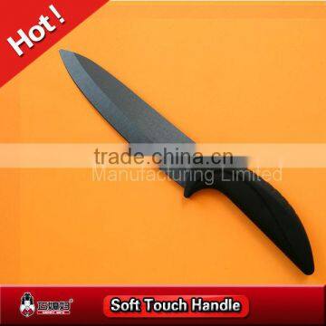 7" inch black blade ceramic chef knife with black handle
