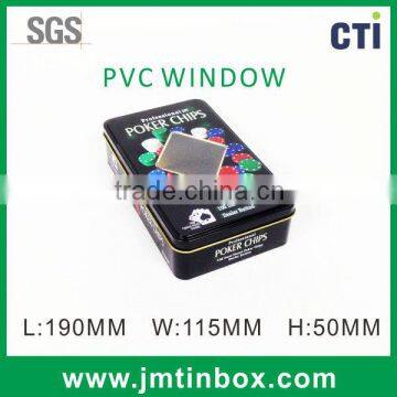 black color rectangular tin box with PET window