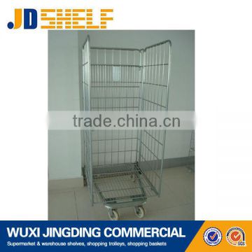 shiny chrome metal cage trolley